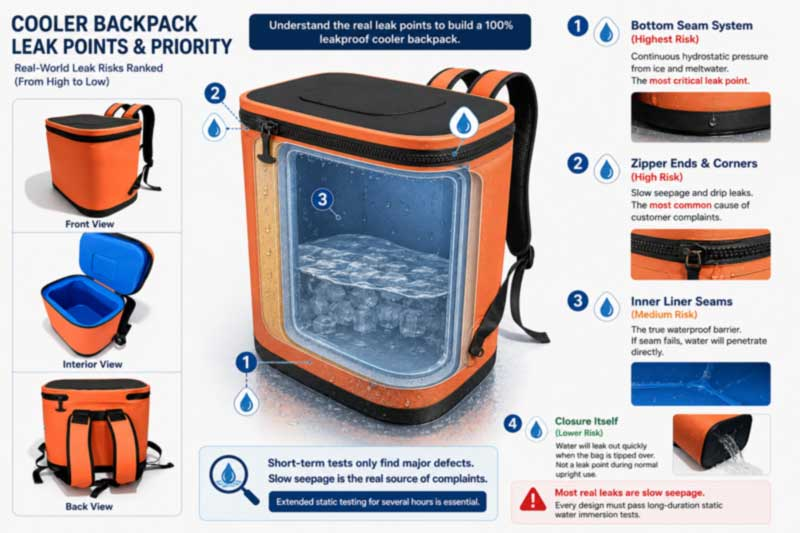 Leakproof Cooler Backpack Manufacturer: iuncta nobis stitched Seams