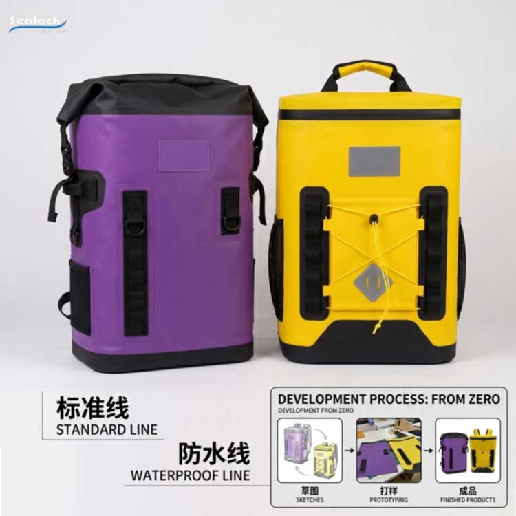 OEM waterproof and standard cooler backpacks in one brand color as a tiered range OEM waterproof and standard cooler backpacks in one brand color as a tiered range